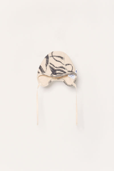 Ribbed baby hat with abstract wind print