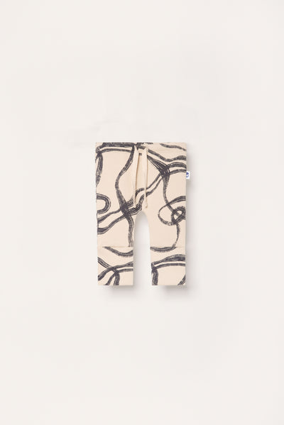 Ribbed baby pants with abstract wind print