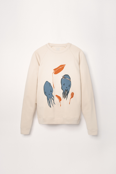 Organic adult sweatshirt with squids