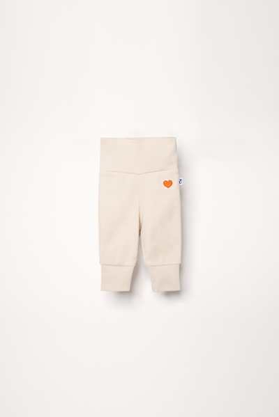 Baby pants in color sand with embroidered heart