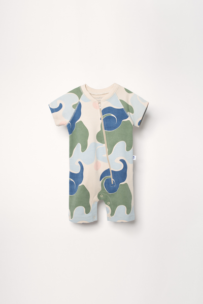 Toddler playsuit with wave print